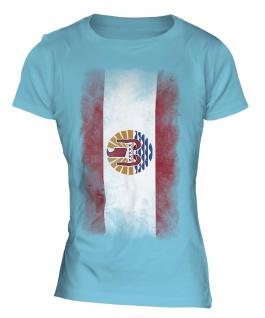 French Polynesia Faded Flag Ladies T-Shirt