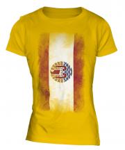 French Polynesia Faded Flag Ladies T-Shirt