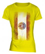 French Polynesia Faded Flag Ladies T-Shirt