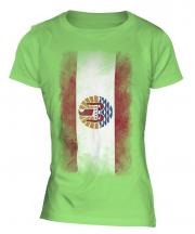 French Polynesia Faded Flag Ladies T-Shirt