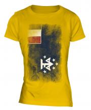 French Southern And Antarctic Lands Faded Flag Ladies T-Shirt