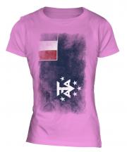 French Southern And Antarctic Lands Faded Flag Ladies T-Shirt