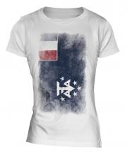 French Southern And Antarctic Lands Faded Flag Ladies T-Shirt