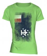 French Southern And Antarctic Lands Faded Flag Ladies T-Shirt