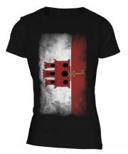 Gibraltar Faded Flag Ladies T-Shirt