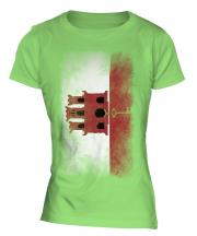 Gibraltar Faded Flag Ladies T-Shirt