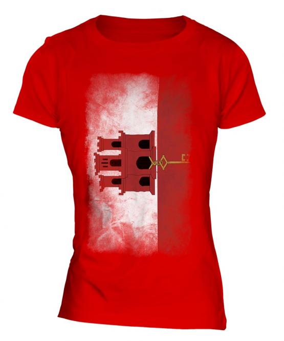 Gibraltar Faded Flag Ladies T-Shirt