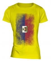 Haiti Faded Flag Ladies T-Shirt