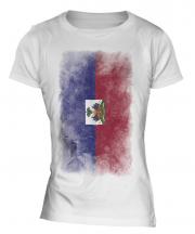 Haiti Faded Flag Ladies T-Shirt