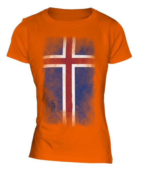 Iceland Faded Flag Ladies T-Shirt