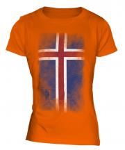 Iceland Faded Flag Ladies T-Shirt