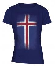 Iceland Faded Flag Ladies T-Shirt