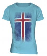 Iceland Faded Flag Ladies T-Shirt