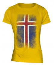 Iceland Faded Flag Ladies T-Shirt