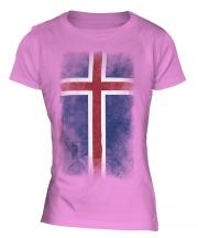 Iceland Faded Flag Ladies T-Shirt