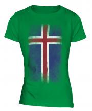 Iceland Faded Flag Ladies T-Shirt