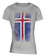 Iceland Faded Flag Ladies T-Shirt