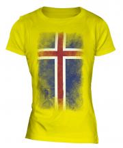 Iceland Faded Flag Ladies T-Shirt