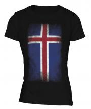 Iceland Faded Flag Ladies T-Shirt