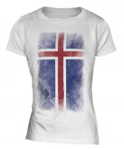 Iceland Faded Flag Ladies T-Shirt