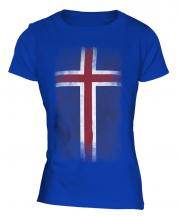 Iceland Faded Flag Ladies T-Shirt