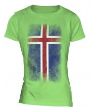 Iceland Faded Flag Ladies T-Shirt