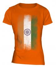India Faded Flag Ladies T-Shirt