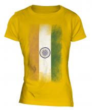 India Faded Flag Ladies T-Shirt