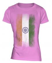 India Faded Flag Ladies T-Shirt