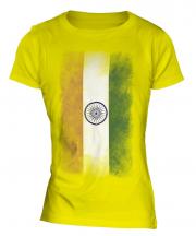 India Faded Flag Ladies T-Shirt