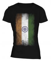 India Faded Flag Ladies T-Shirt