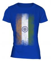 India Faded Flag Ladies T-Shirt