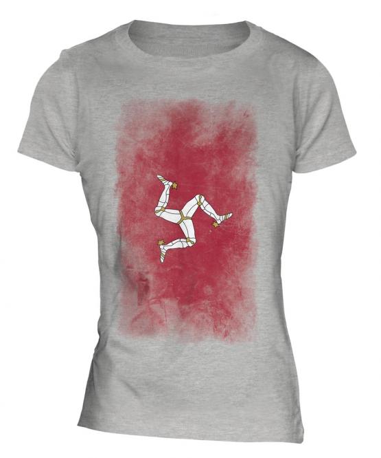 Isle Of Man Faded Flag Ladies T-Shirt