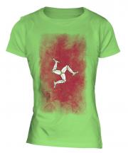Isle Of Man Faded Flag Ladies T-Shirt