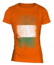 Ivory Coast Faded Flag Ladies T-Shirt