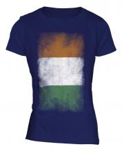 Ivory Coast Faded Flag Ladies T-Shirt