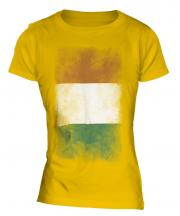 Ivory Coast Faded Flag Ladies T-Shirt