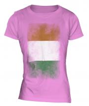 Ivory Coast Faded Flag Ladies T-Shirt