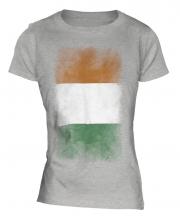 Ivory Coast Faded Flag Ladies T-Shirt