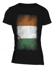 Ivory Coast Faded Flag Ladies T-Shirt