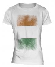 Ivory Coast Faded Flag Ladies T-Shirt