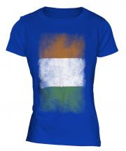 Ivory Coast Faded Flag Ladies T-Shirt