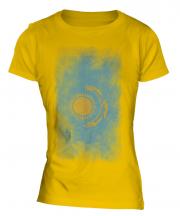 Kazakhstan Faded Flag Ladies T-Shirt