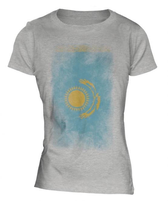 Kazakhstan Faded Flag Ladies T-Shirt