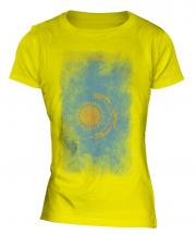 Kazakhstan Faded Flag Ladies T-Shirt