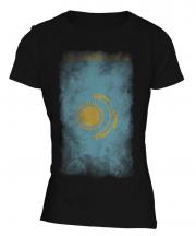 Kazakhstan Faded Flag Ladies T-Shirt