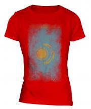 Kazakhstan Faded Flag Ladies T-Shirt