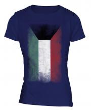 Kuwait Faded Flag Ladies T-Shirt