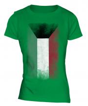 Kuwait Faded Flag Ladies T-Shirt