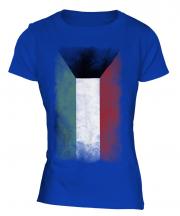 Kuwait Faded Flag Ladies T-Shirt